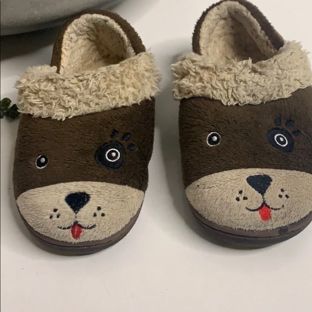 Baby Puppy Eye Patch Slip On House Shoe Slipper brown 7